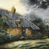Handgeknoopt Perzisch beeldtapijt uit Tabriz ‘Foxglove Cottage’