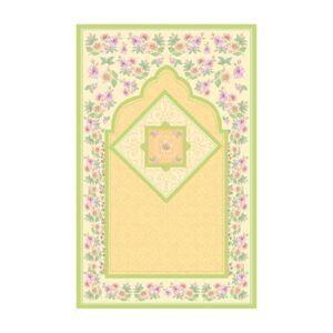 Fluwelen Islamitische Gebedsmat Janamaz voor Moslims met Bloemen Geel