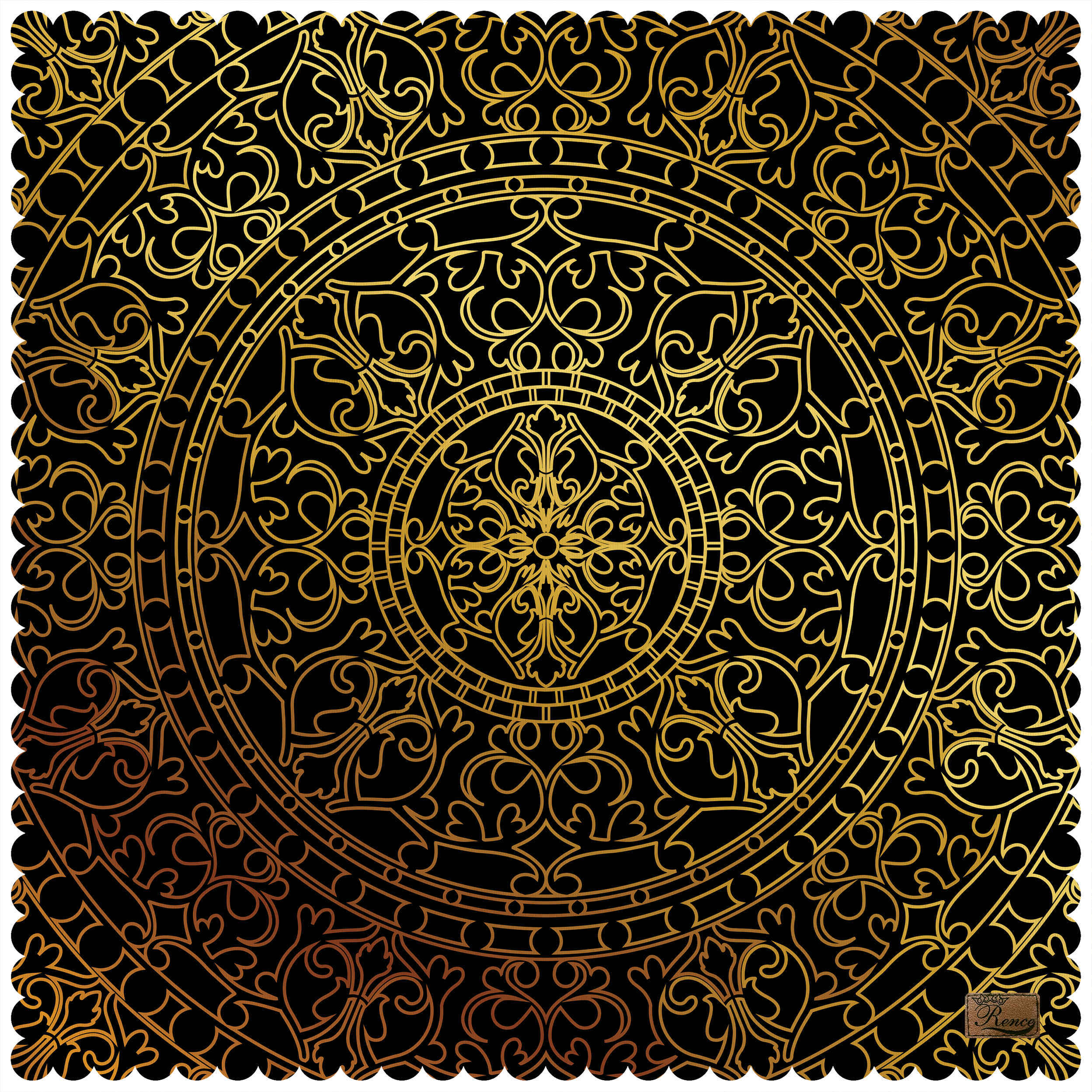 Fluwelen Tafelkleed Perzische Elegantie Mandala Goud & Zwart