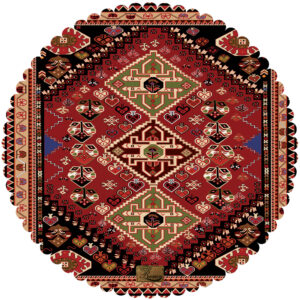 Fluwelen Tafelkleed Perzische Elegantie Rond met Tribeel Ontwerp Rood