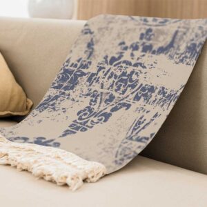 Fluwelen Deken Zacht & Licht voor Bank – Crème Vintage Print