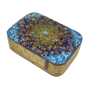 Perzische Houten Kaartendoos – Khatam Emaille Artistiek