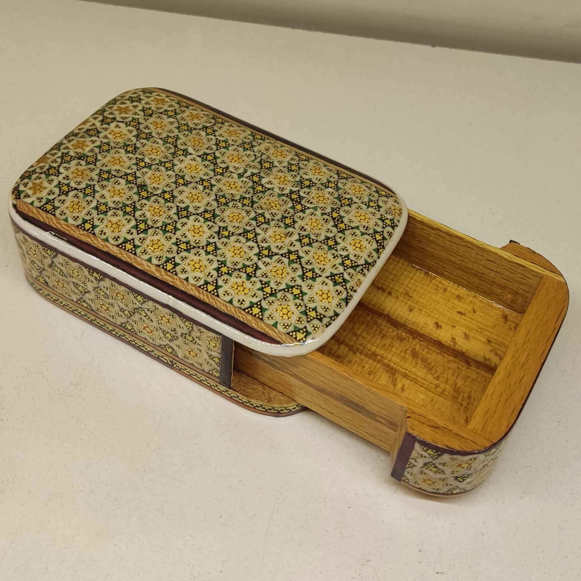 Perzische Houten Kaartendoos – Khatam Emaille Kimia