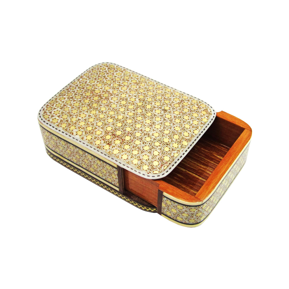 Perzische Houten Kaartendoos – Khatam Emaille Elegant