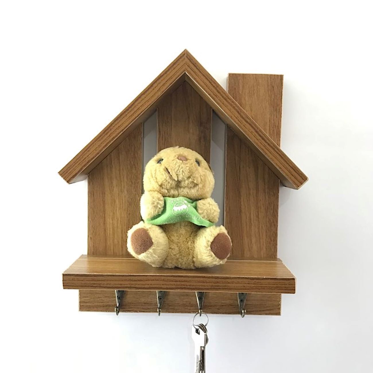 Decoratieve & Handgemaakte Muur Sleutelhouder met Plank & Huisje Ontwerp