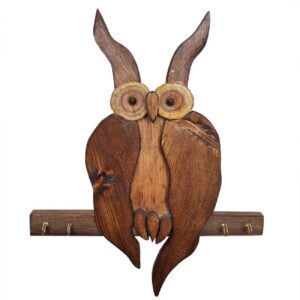 Decoratieve & Handgemaakte Muur Sleutelhouder met Langoor Uil Ontwerp voor Hal