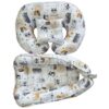 3-Delige Katoenen Babynest Set met Dierontwerp