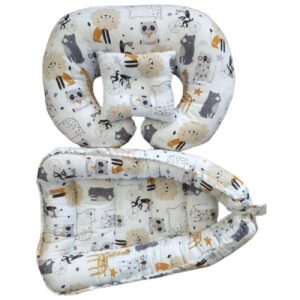 3-Delige Katoenen Babynest Set met Dierontwerp