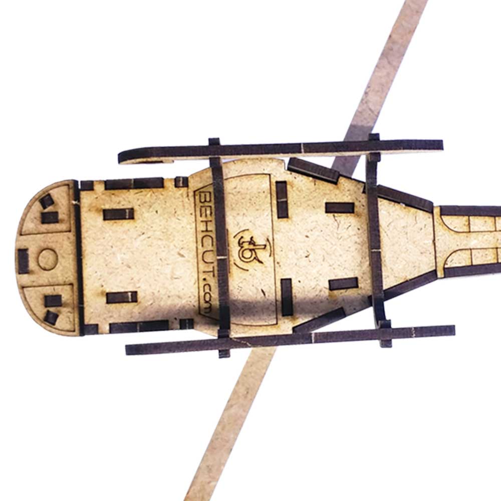 Houten 3D Puzzel Model – Helikopter, 49 Stukjes