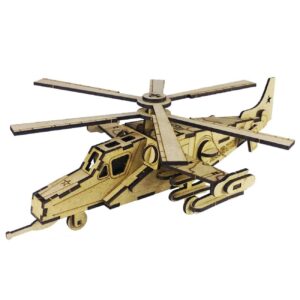 Houten 3D Puzzel Model – Aanvalshelikopter, 64 Stukjes