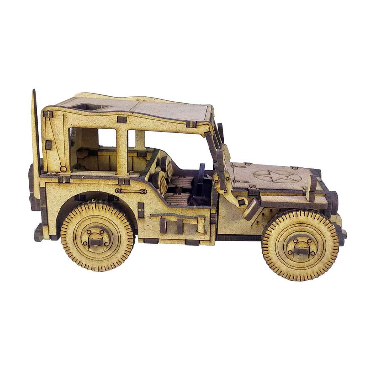 Houten 3D Puzzel Model – Militaire Jeep, 78 Stukjes