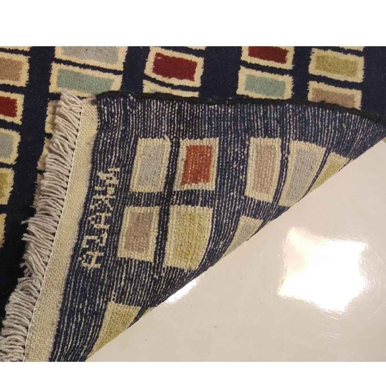 Echt handgeknoopt Perzisch Kheshti Gabbeh tapijt – Geometrisch, Zwart, Wol