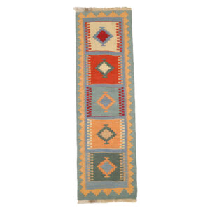 Authentiek Perzisch Wol Kilim Tapijt – Handgeweven in Fars Geometrisch Ontwerp
