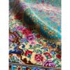 Handgeknoopt Perzisch Qom Zijden Tapijt (Lachak Toranj Bloemenmedaillon) - Turquoise