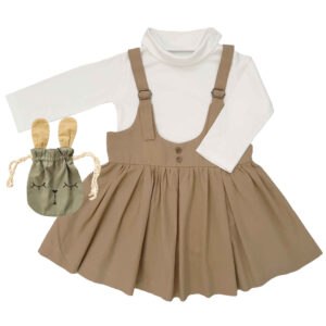 Meisjes Tuinjurk Set – Crème met Konijnen Tas