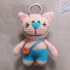 Handgemaakte Gehaakte Sleutelhanger – Roze Kat