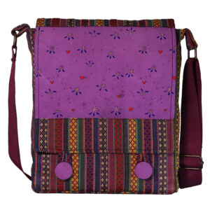 Crossbody Schoudertas met Bloem- en Streepontwerp – Paars