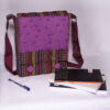 Crossbody Schoudertas met Bloem- en Streepontwerp – Paars