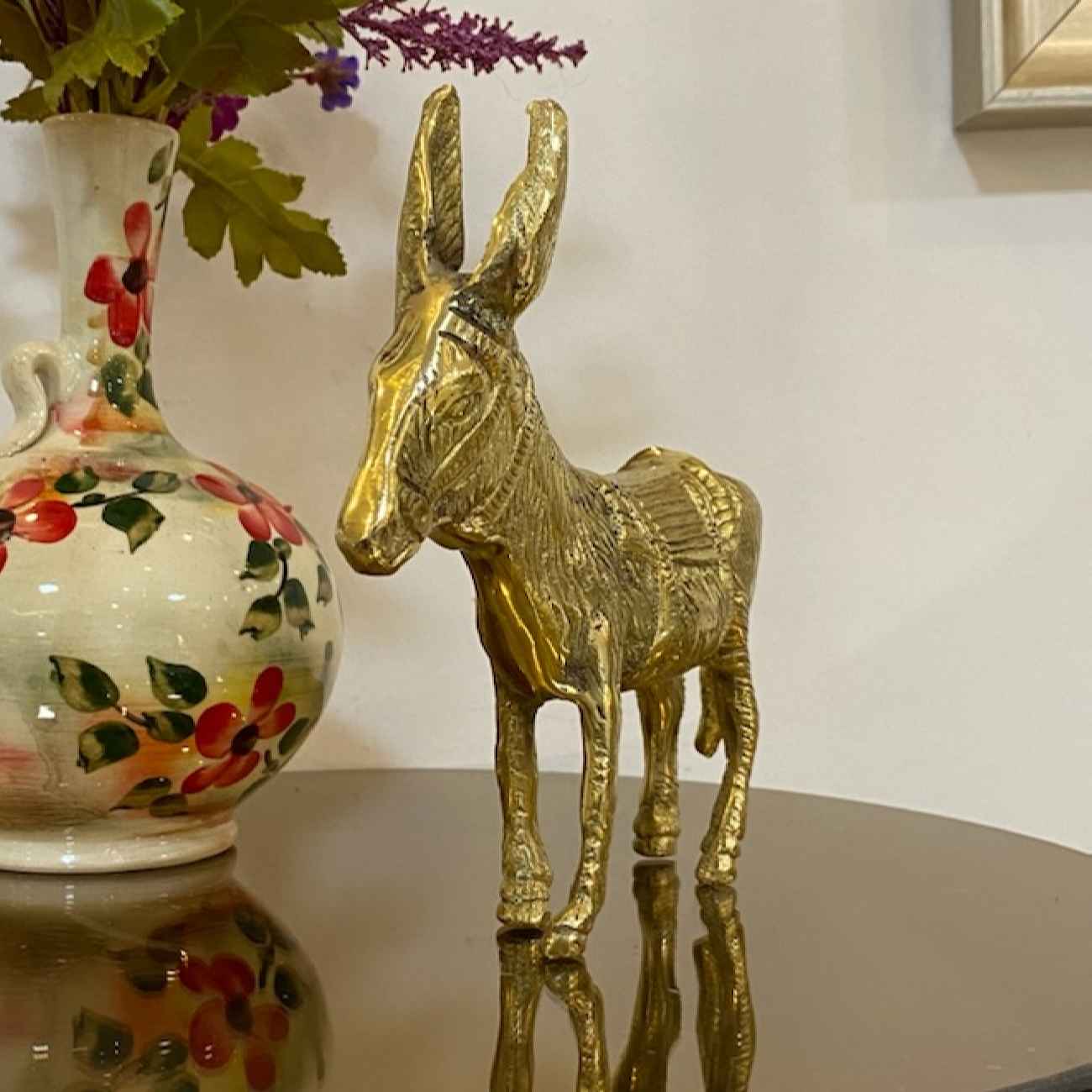 Decoratief Messing Ezel Beeld – Rustieke Boerderijdecoratie