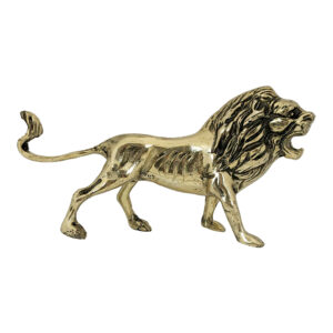 Decoratief Messing Beeld van Brullende Leeuw – Koning van de Jungle Sculptuur