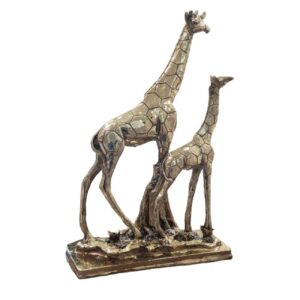 Decoratief Gouden Giraffe Beeldje – Hoge Safari Dierensculptuur