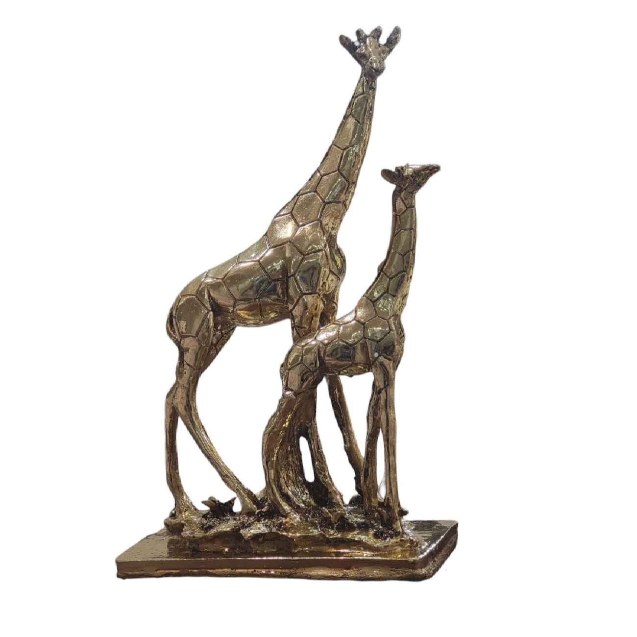 Decoratief Gouden Giraffe Beeldje – Hoge Safari Dierensculptuur