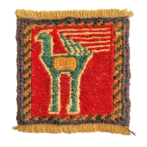 Handgeweven Perzische Kilim Onderzetter met Vogelontwerp