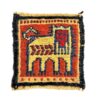 Gele Leeuw Kilim Onderzitter – Handgeweven Iraanse Wol, Vierkant Dierendesign