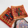 Iraanse Kilim Onderzitter – Sterrenontwerp, Handgeweven Wollen Vierkant voor Huis & Keuken