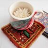 Iraanse Kilim Onderzitter – Sterrenontwerp, Handgeweven Wollen Vierkant voor Huis & Keuken