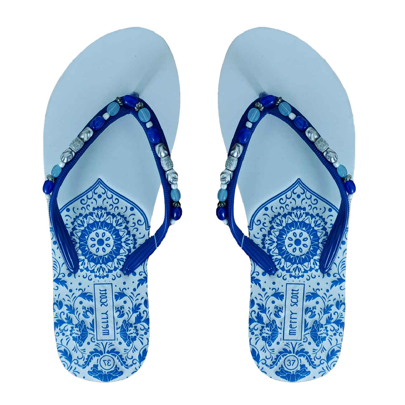 Teenslippers voor Dames – Wit Bloemenpatroon