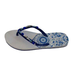 Teenslippers voor Dames – Wit Bloemenpatroon