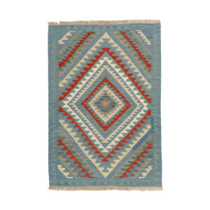 Authentiek Perzisch Wol Kilim Tapijt – Handgeweven in Fars Qashqai Blauw