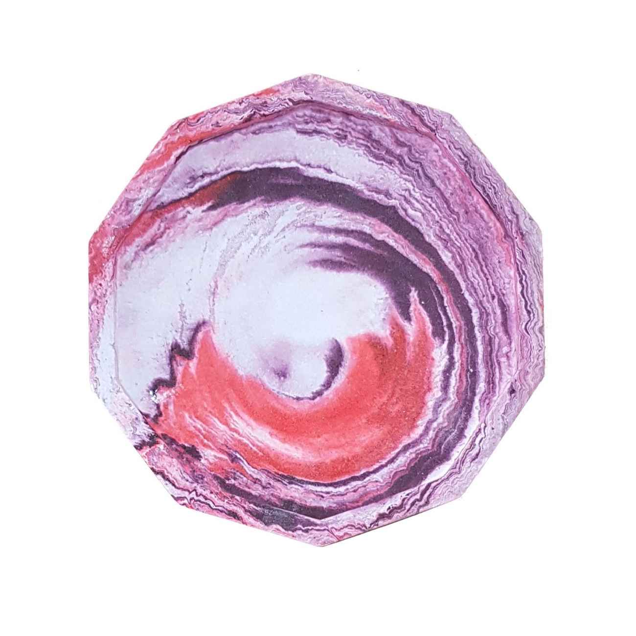Artistiek achthoekig betonnen dienblad – Abstract geel decoratief dienblad