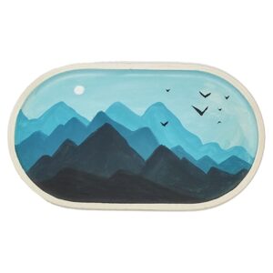 Handgemaakt Betonnen Dienblad – Blauw Bergmotief