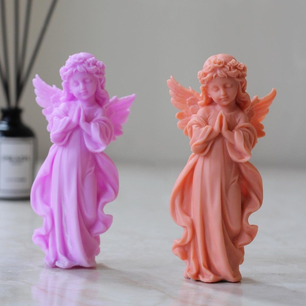 Handgemaakte Sculptuurkaars – Roze Engel