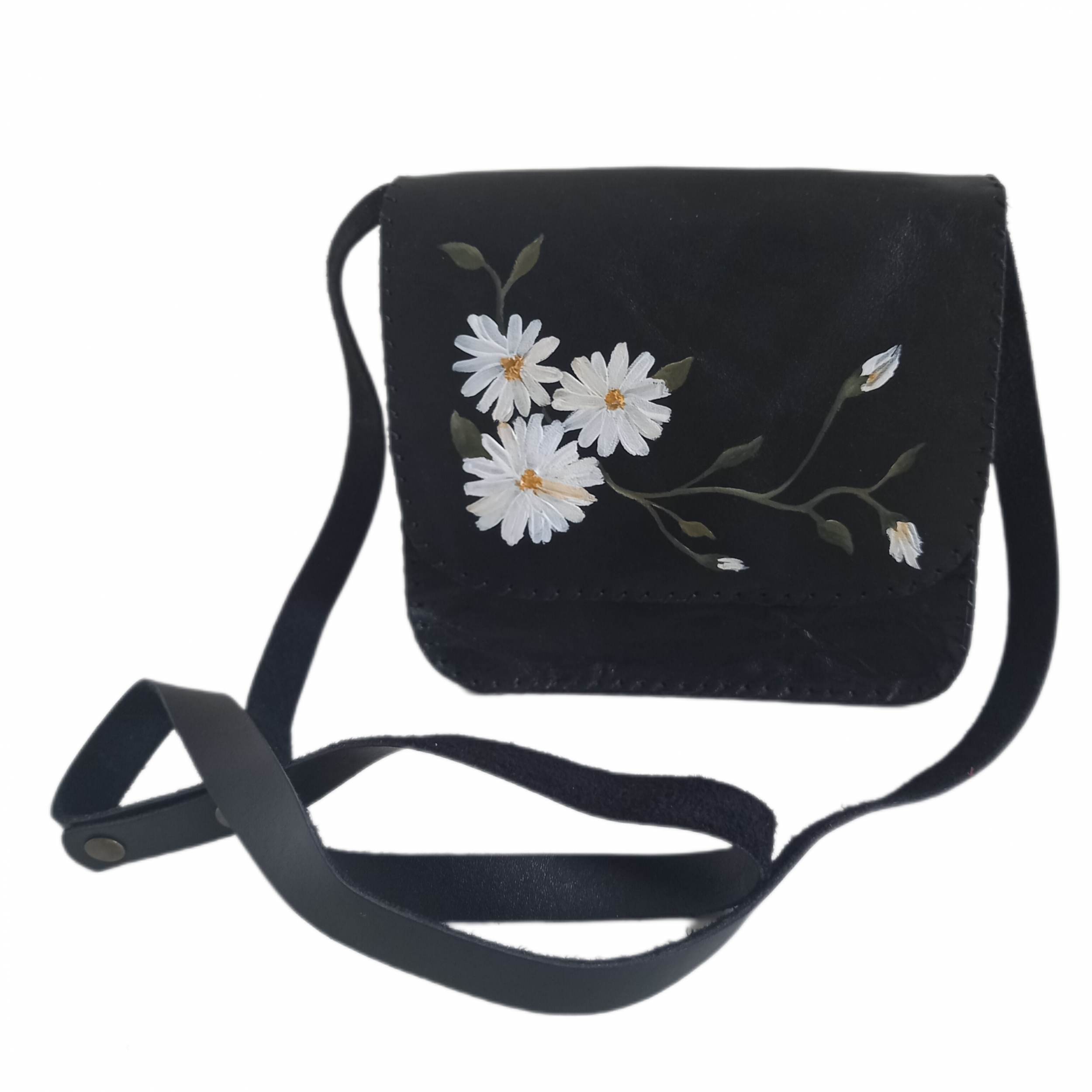 Handgemaakte Crossbody Schoudertas met Leren Afwerking