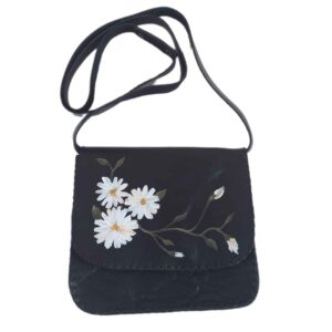 Handgemaakte Crossbody Schoudertas met Leren Afwerking