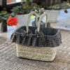 Handgeweven Palmblad Picknickmand met Geruit Ontwerp