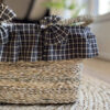 Handgeweven Palmblad Picknickmand met Geruit Ontwerp