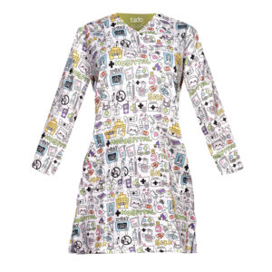 Dames Rekbaar Medisch Uniform – Wit Fantasie