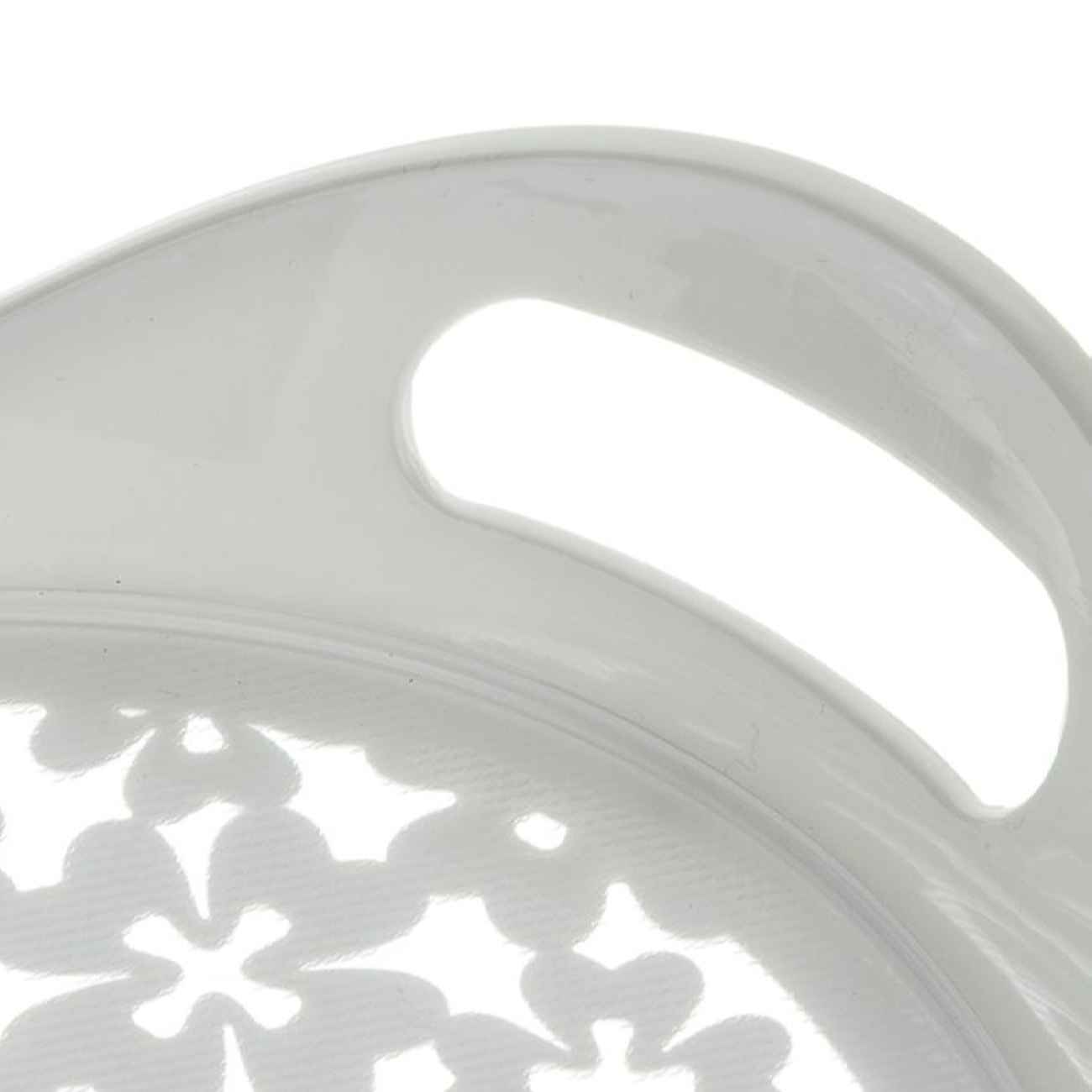 Rechthoekig melamine dienblad – Wit-grijs dienblad met bloemen