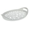 Rechthoekig melamine dienblad - Wit-grijs dienblad met bloemen