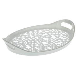 Melamine Dienblad – Wit & Grijs Bloemontwerp voor Serveren