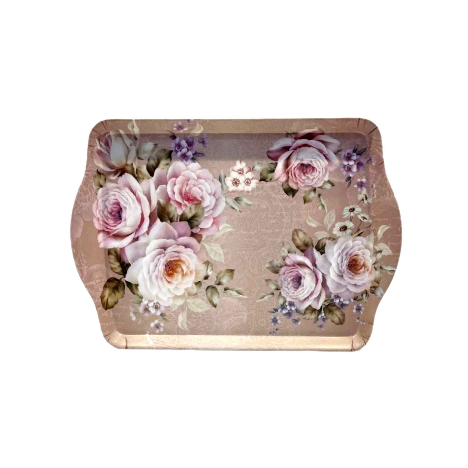 Lichtgewicht melamine dienblad – Rechthoekig dienblad met zalmkleurige bloemen