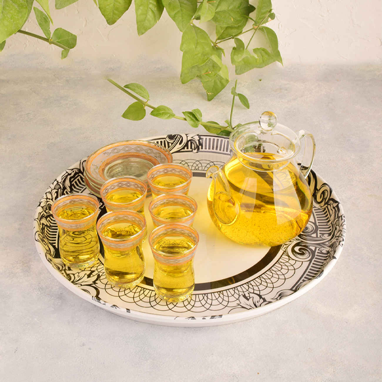 Rond melamine dienblad – Dienblad voor drankjes en bloemen