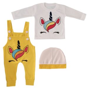 Newborn Set van 3 – Unicorn Ontwerp in Geel