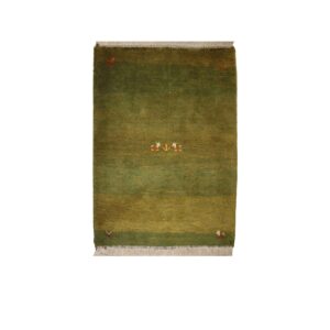 Origineel handgeknoopt Perzisch minimalistisch Gabbeh tapijt – Effen, Groen, Wol