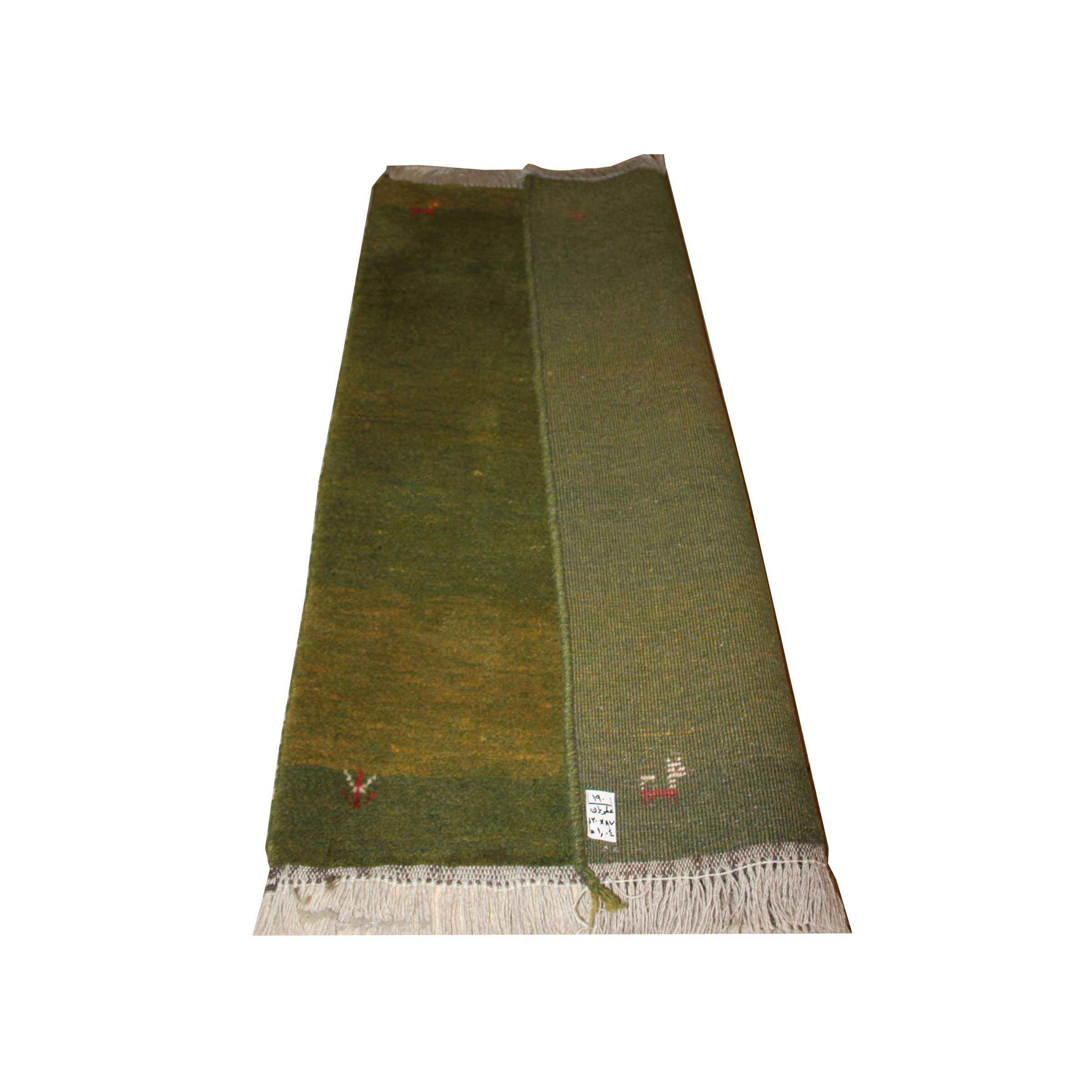 Origineel handgeknoopt Perzisch minimalistisch Gabbeh tapijt – Effen, Groen, Wol