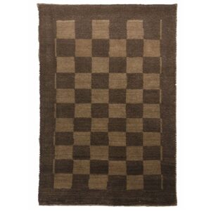 Origineel handgeknoopt Perzisch geometrisch Gabbeh tapijt – Geruit, Bruin, Wol